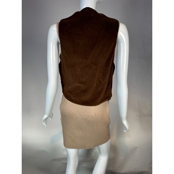 Vintage Brown Quilted Velvet Button-Up Vest Womens - Picture 14 of 16